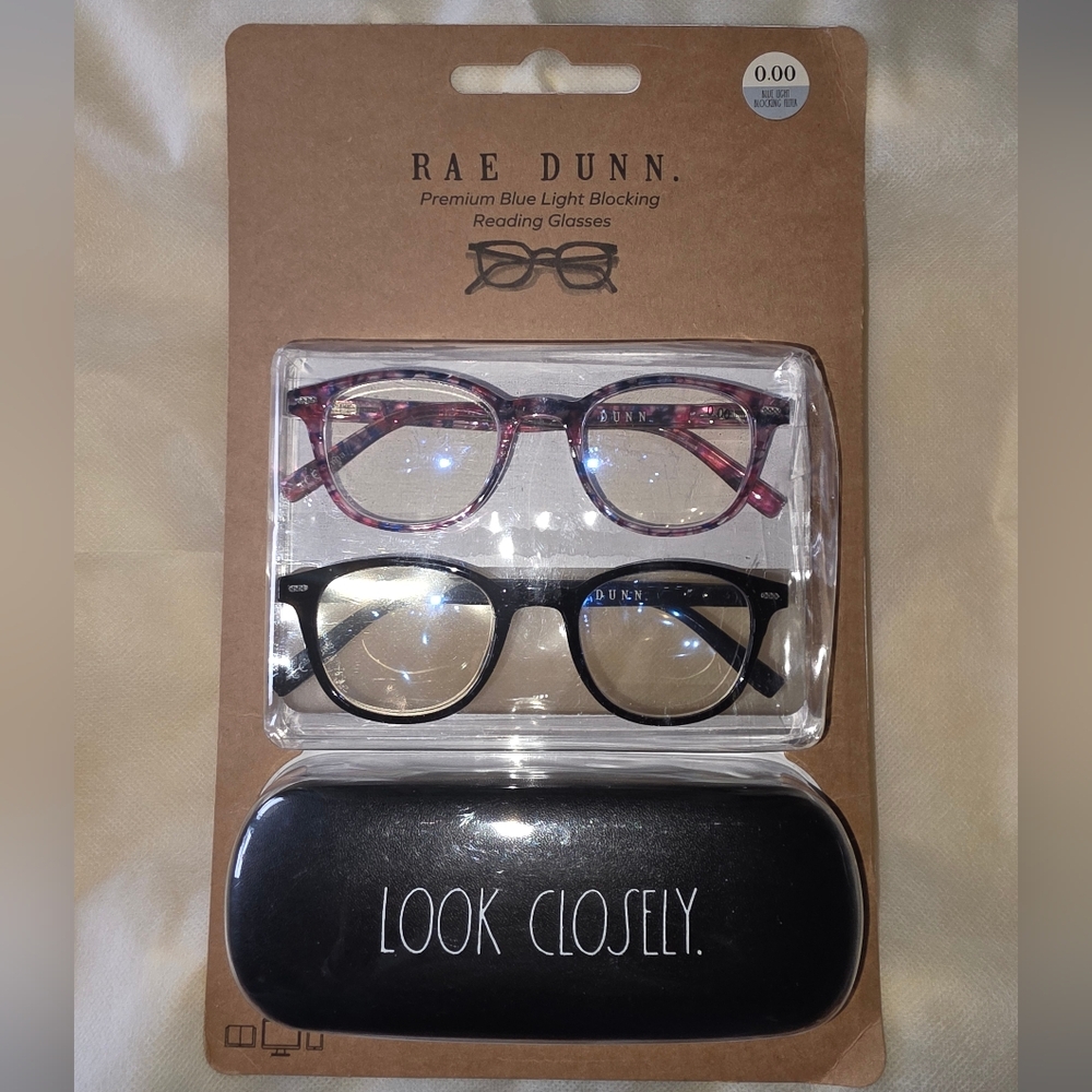 Rae Dunn Pink Tortoise & Black Blue Light Reading Glasses Duo